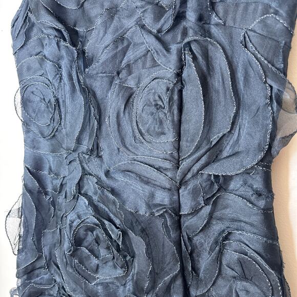 Samuel Dong 100% Silk 3D Rosette‎ Brodee Organza Shift Dress Size 8 Black - Picture 2 of 9
